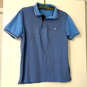 Carolina Herrera honeycomb blue navy short sleeve polo shirt large*flaw